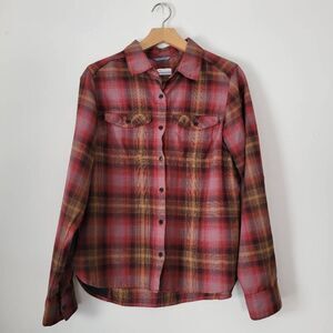 Columbia Omni-Shade Plaid Button Front Shirt Women’s M Sun Protection Hiking Out